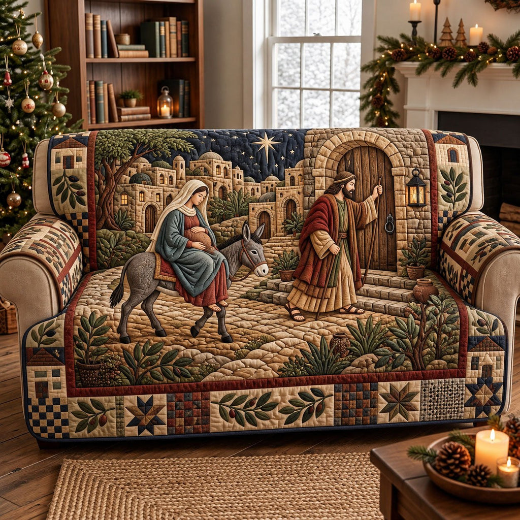Joseph Leading Donkey to the Inn Sofa Cover