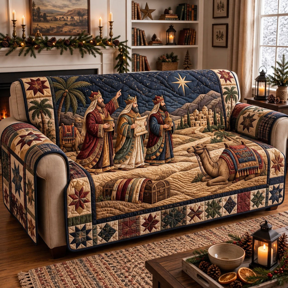 Three Wise Men with Camel Nativity Sofa Cover