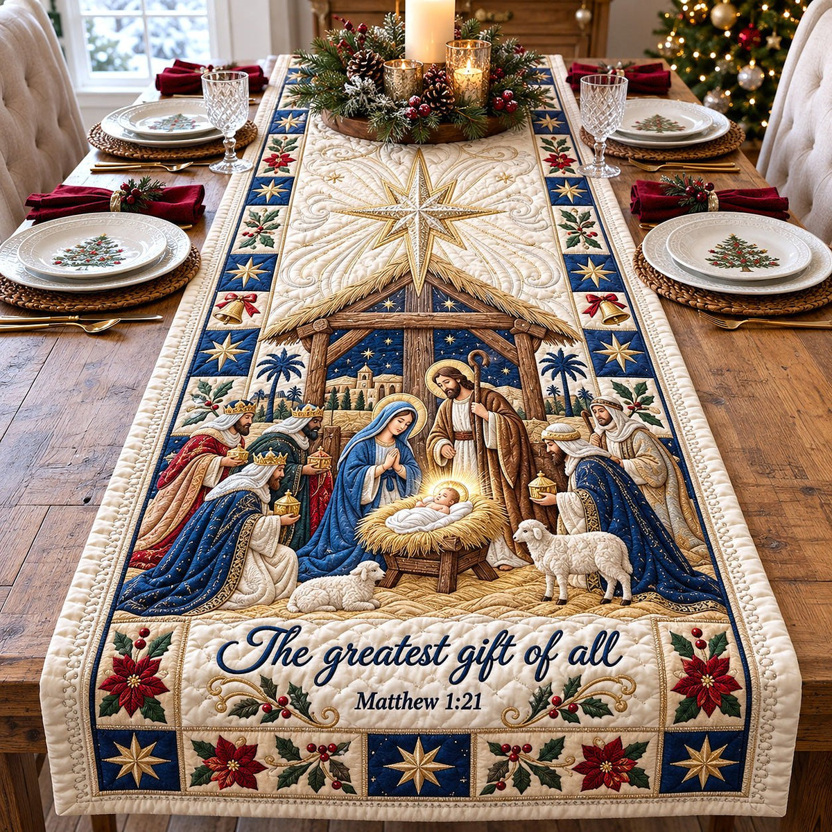 Greatest Gift Of All Nativity Table Runner