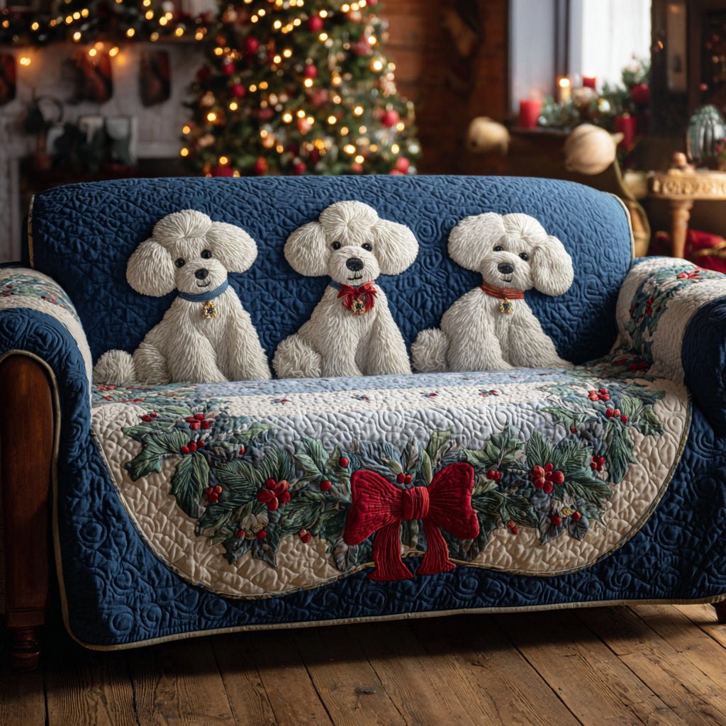 Navy Poodle Berry Sofa Cover