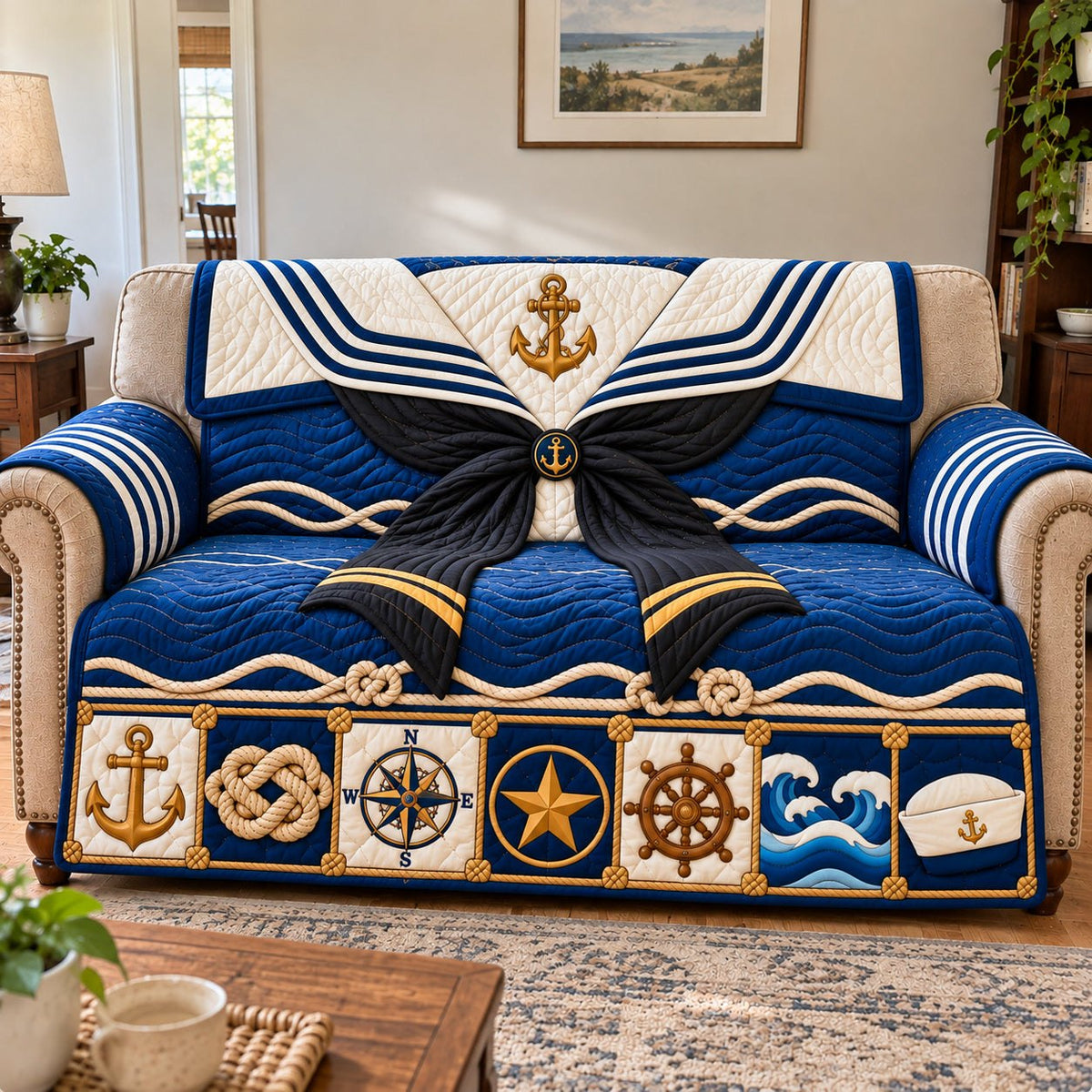 Navy Veteran Pride Sofa Cover