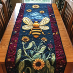 Bee with Sunflowers on Navy Table Runner