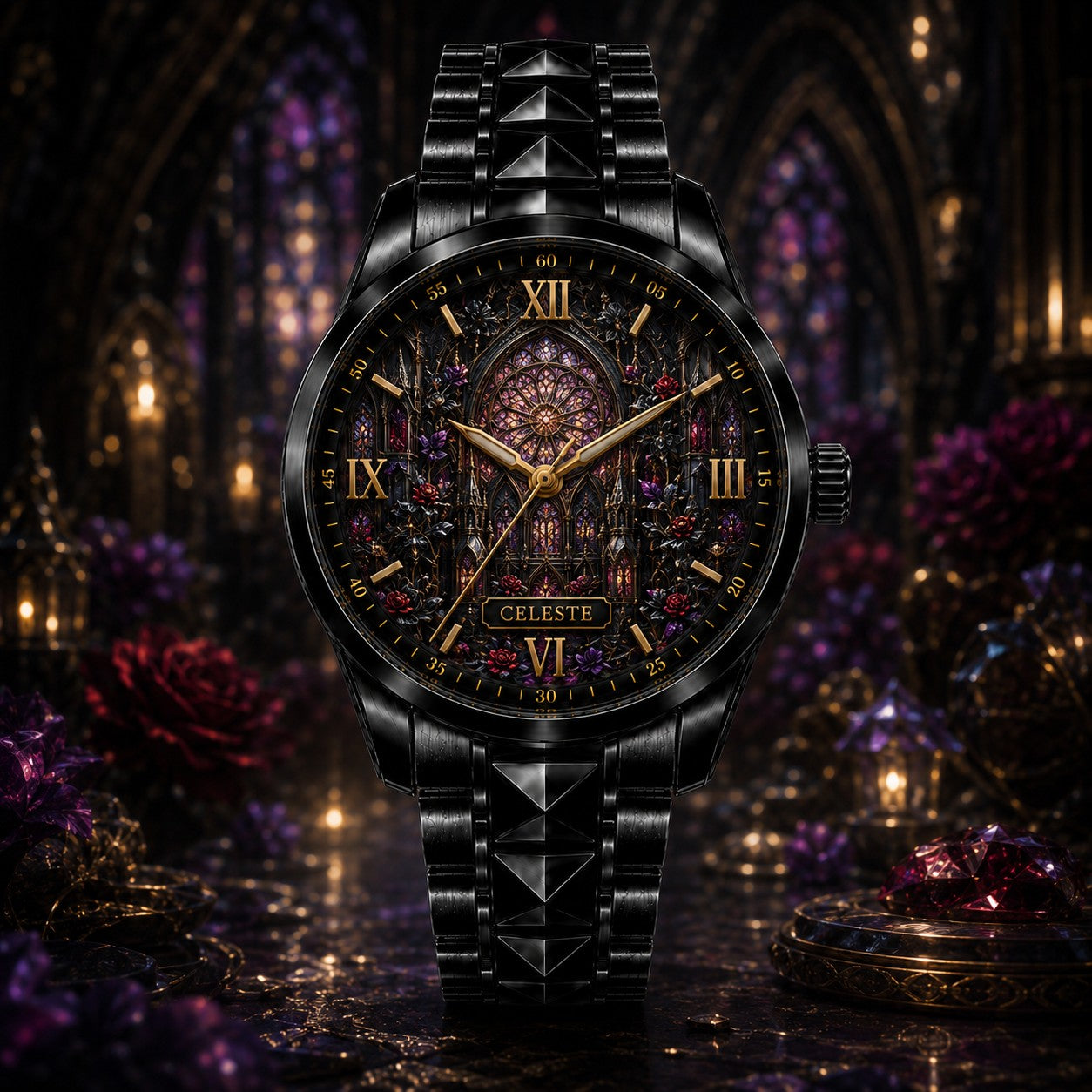 Custom Personalized Enchanted Rose Cathedral Watch — personalized with a custom name