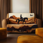 Rider Crossing the Desert at Dusk Sofa Cover