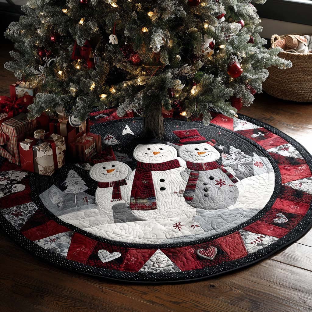 Night Snowman Parade Christmas Tree Skirt