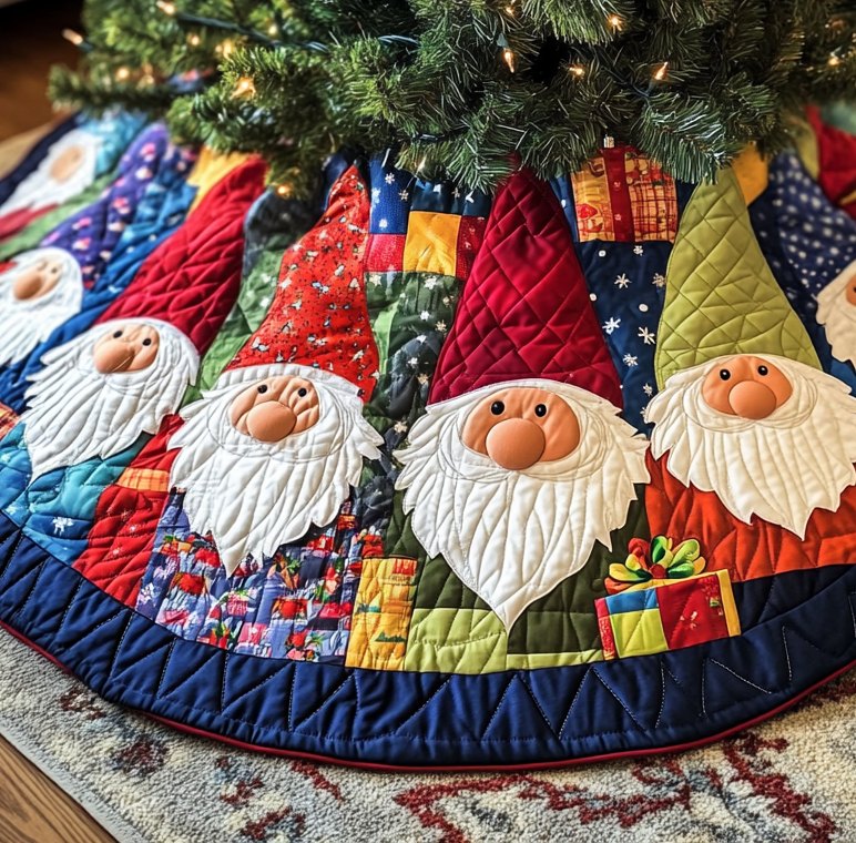 Nordic Gnomes Christmas Tree Skirt