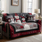 Nordic Plaid Snowmen Sofa Cover