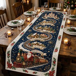 North Pole Station Midnight Train Table Runner - Made to Order