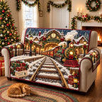 North Pole Christmas Train Sofa Cover