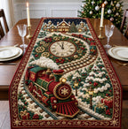 Clock Tower Christmas Train Table Runner