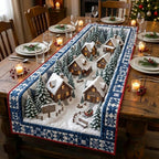 North Pole Blue Cabin Row Table Runner