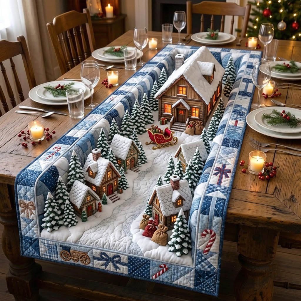 North Pole Twin Cabin Path Table Runner