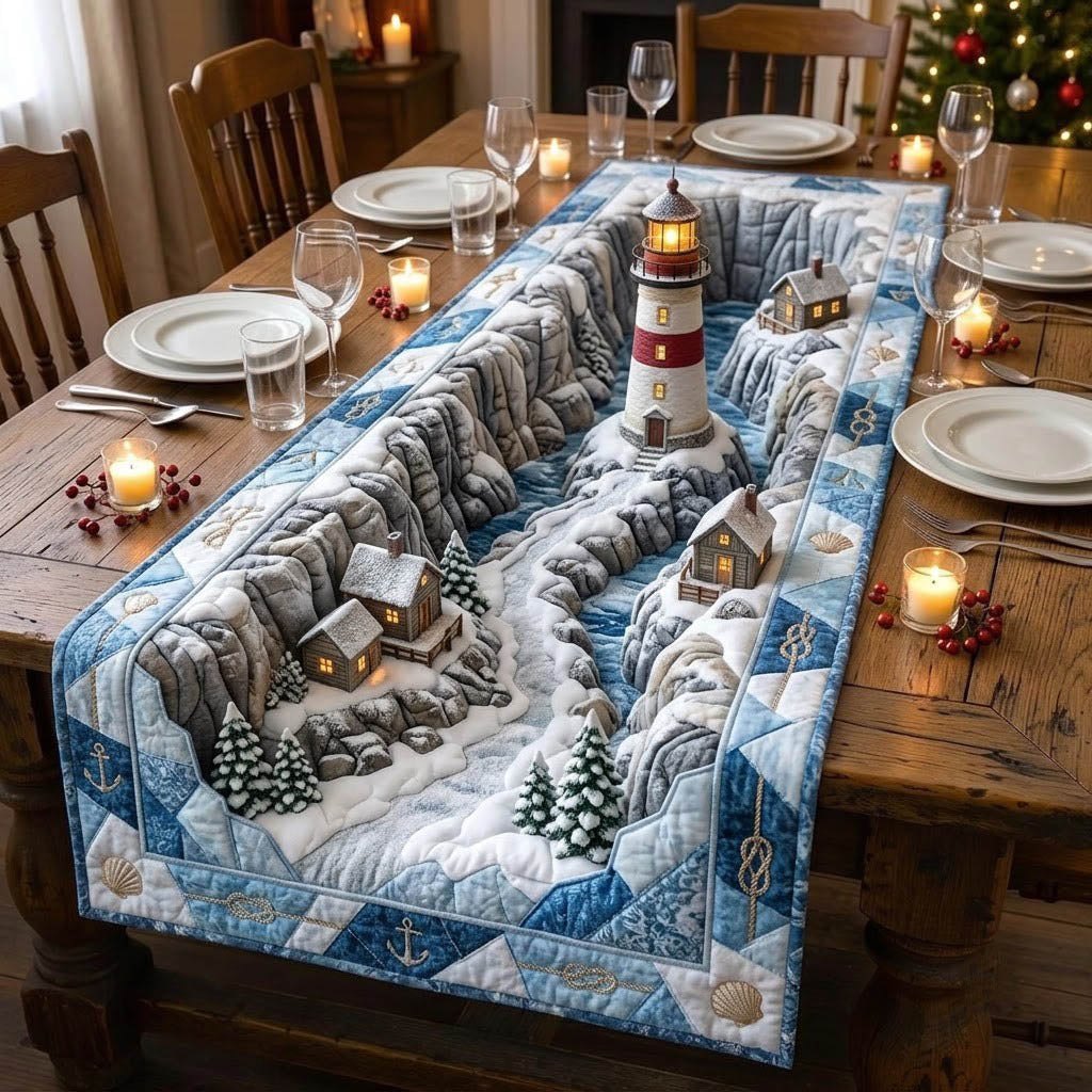 North Pole Lighthouse Bay Table Runner