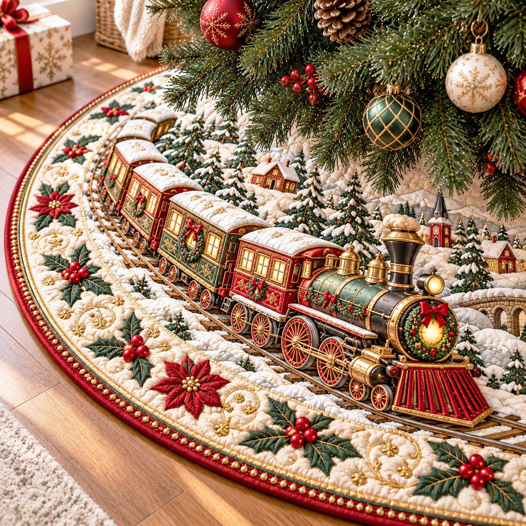 North Pole Rails Christmas Tree Skirt
