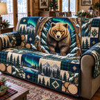 Northern Lights Forest Bear Sofa Cover