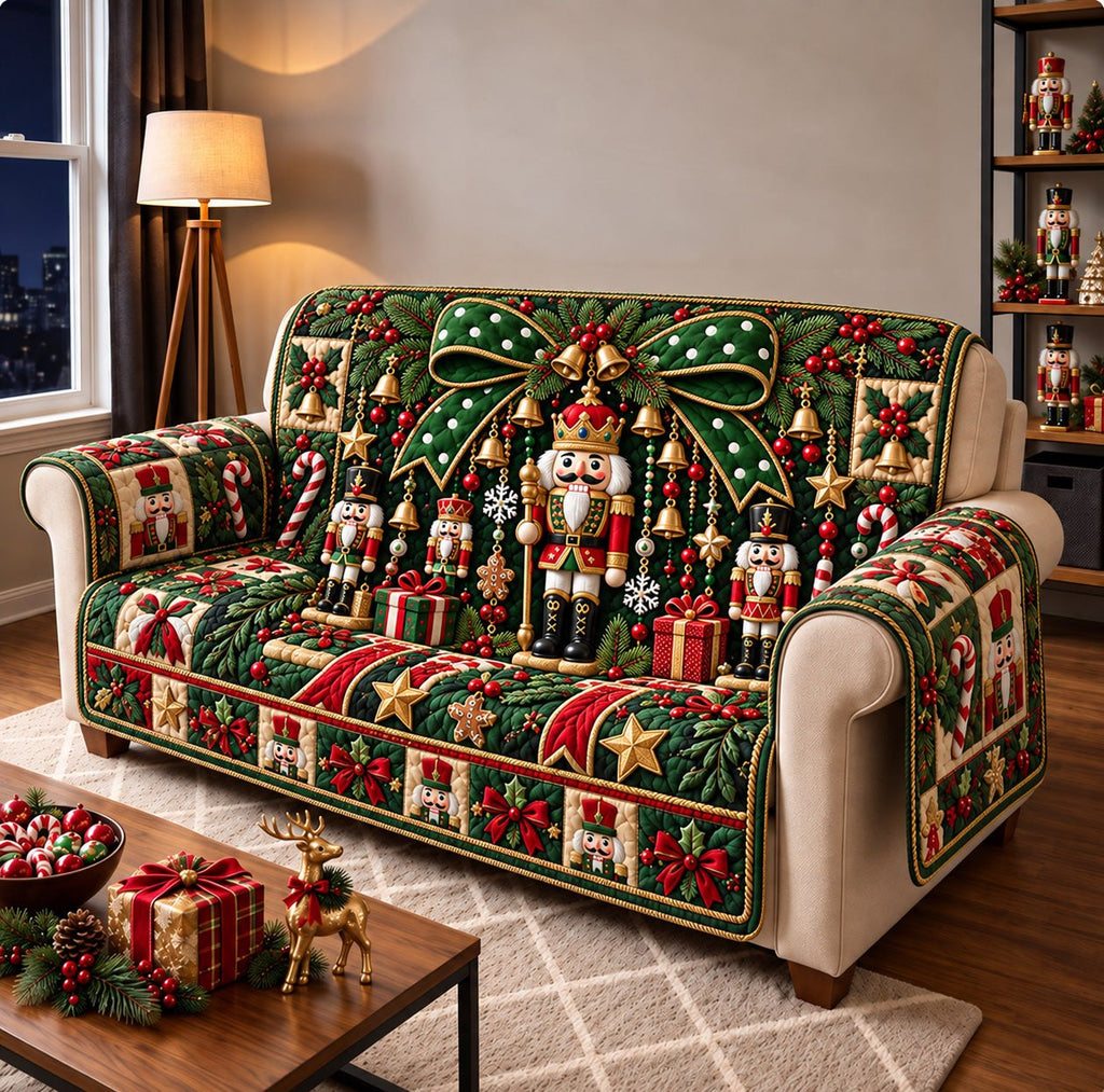 Nutcracker Christmas Bow Sofa Cover