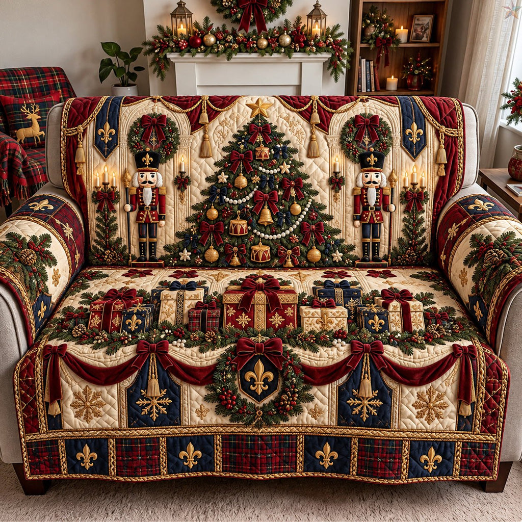 Nutcracker Fleur De Lis Christmas Sofa Cover