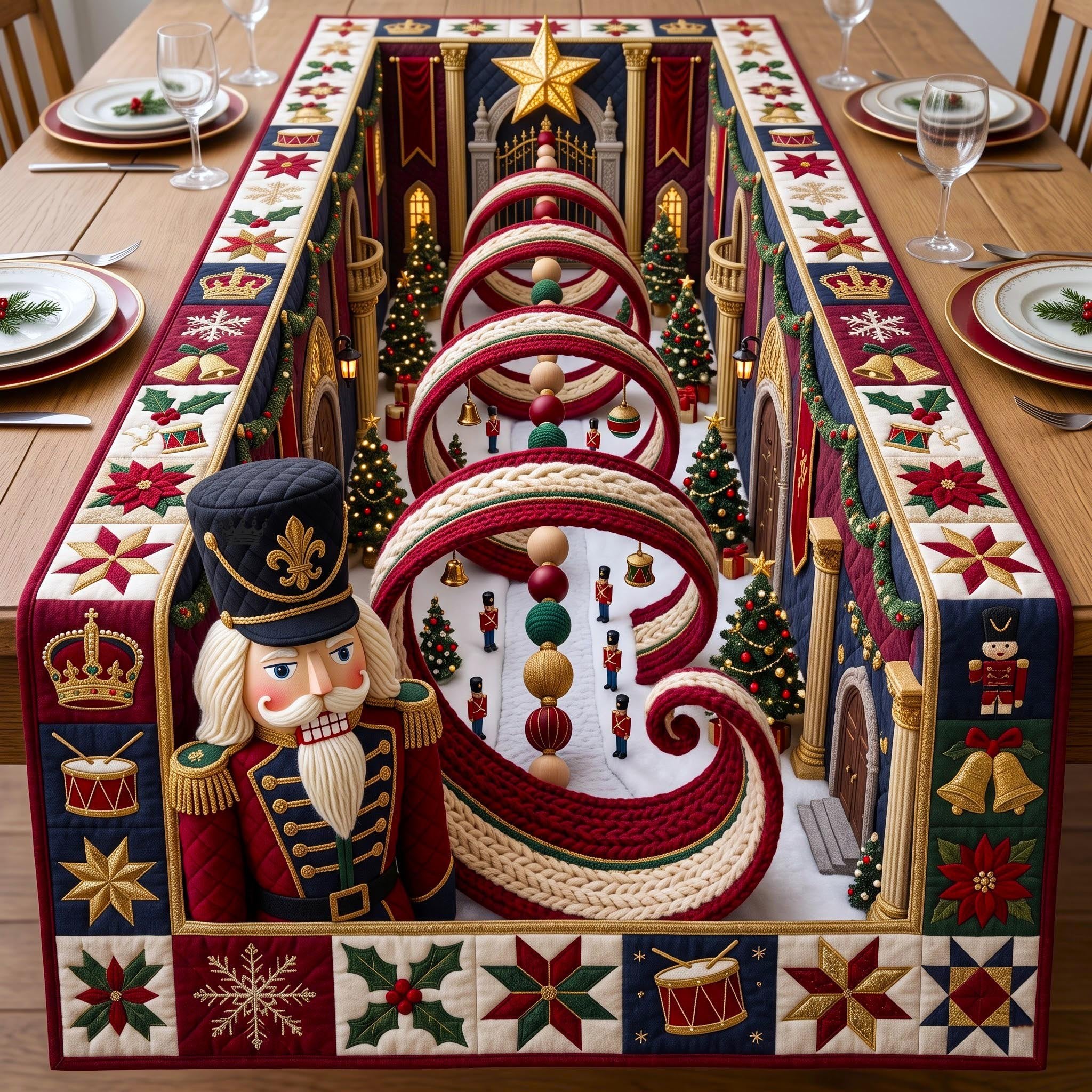 Nutcracker Spiral Table Runner