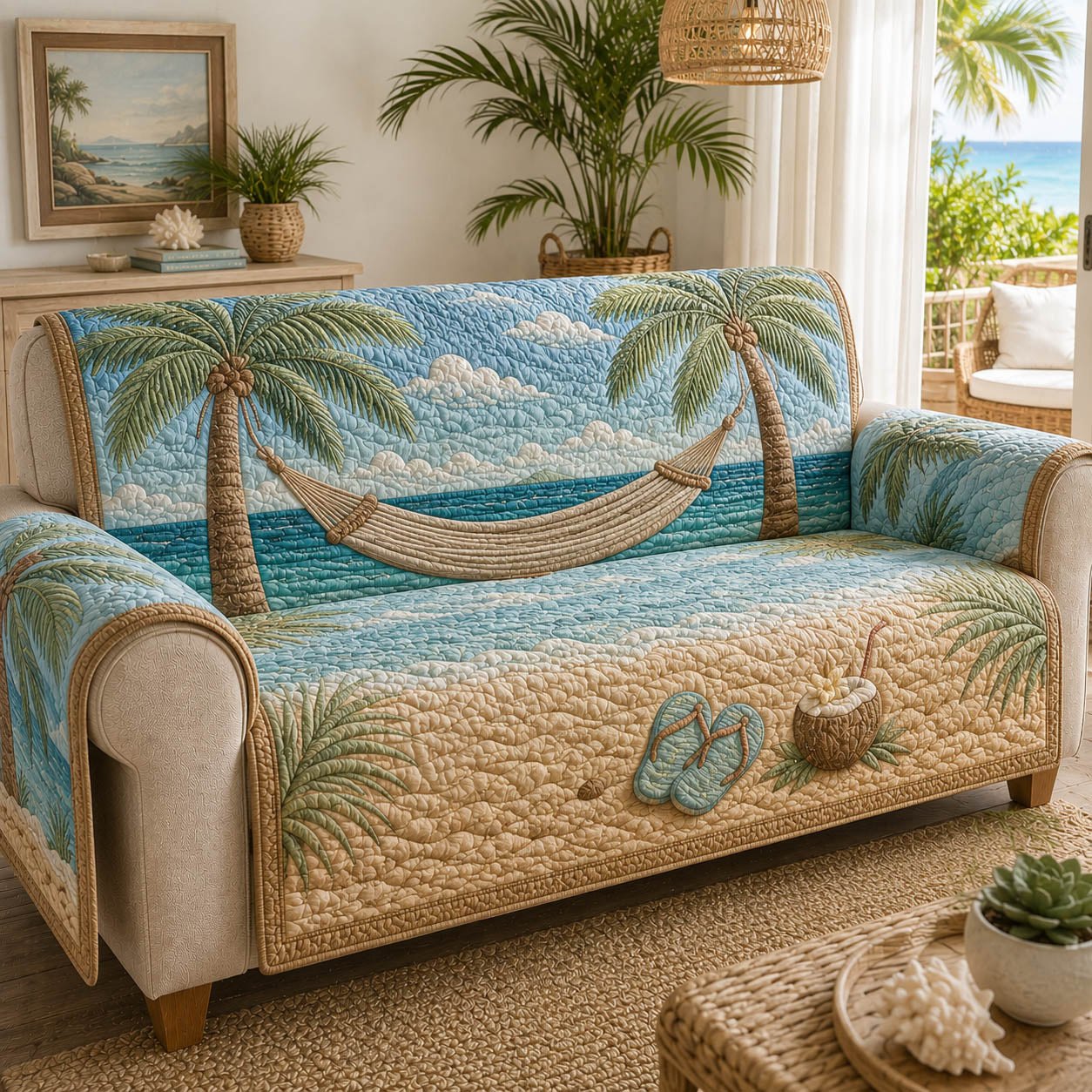 Hammock Between the Palm Trees Sofa Cover
