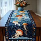 Jellyfish Drifting on Blue Table Runner