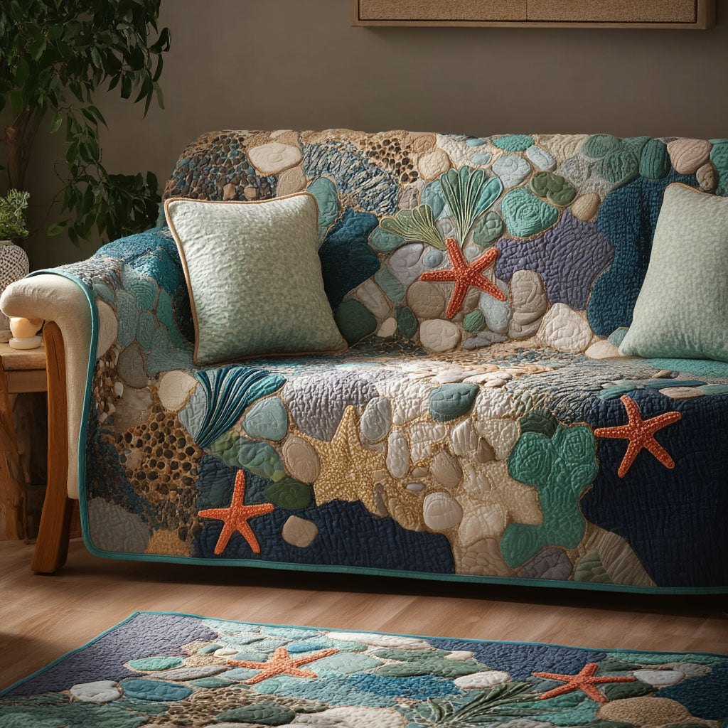 Starfish on the Pebble Shore Sofa Cover