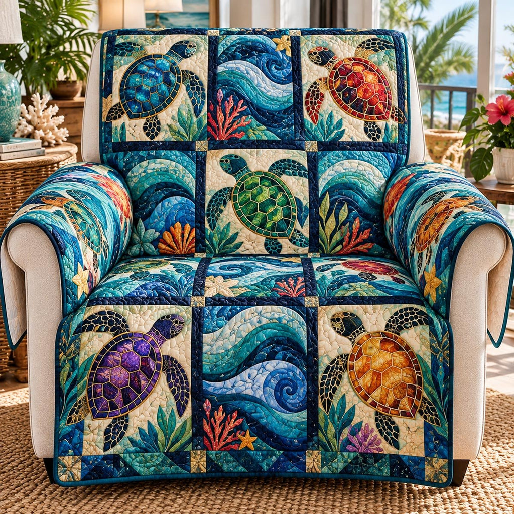 Ocean Turtle Mosaic Sofa Cover
