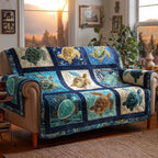 Turtles in Blue and White Blocks Sofa Cover