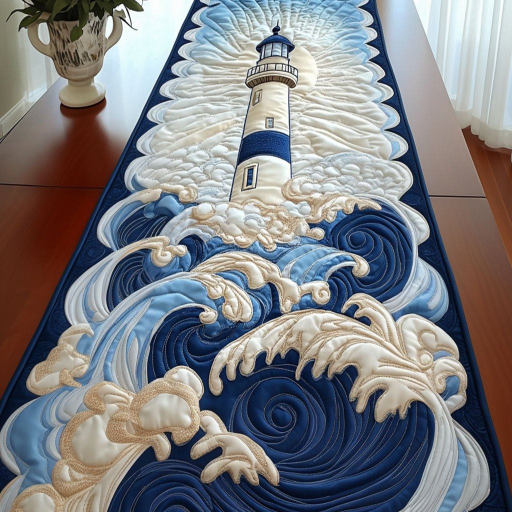 Ocean Waves Lighthouse Table Runner