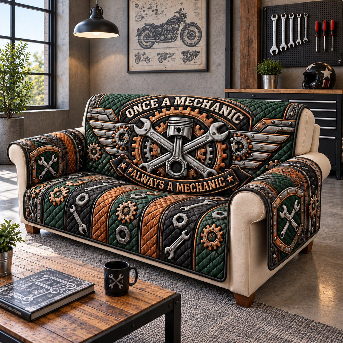 Once Mechanic Always Mechanic Sofa Cover