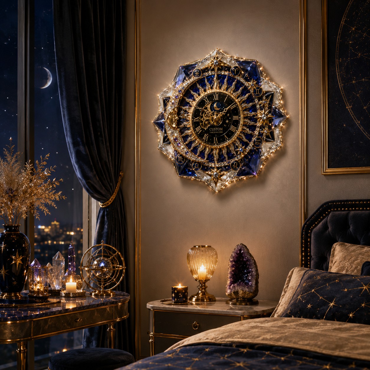 Personalized celestial Custom Name Wall Clock — personalized with a custom name