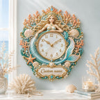 Personalized mermaid wall clock — personalized with a custom name
