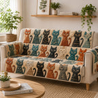 Ornate Feline Charm Sofa Cover