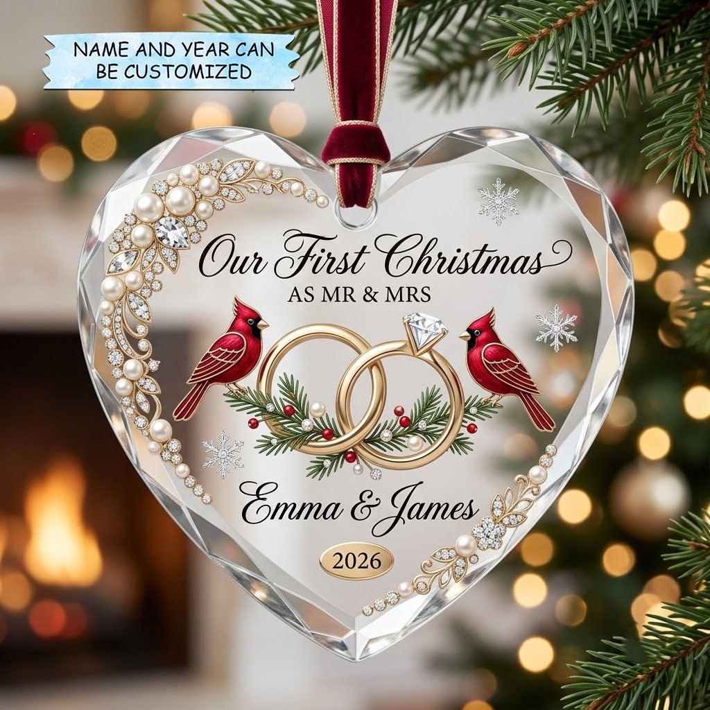 First Christmas Cardinal Rings Christmas Ornament