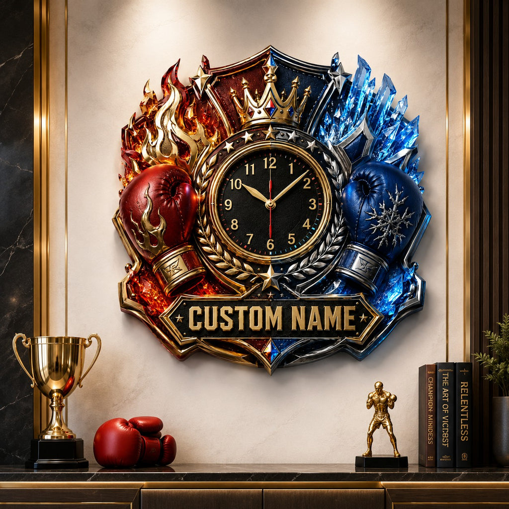 Boxing Custom Name Wall Clock — personalized with a custom name