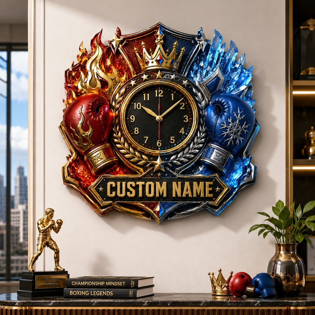 Boxing Custom Name Wall Clock — personalized with a custom name