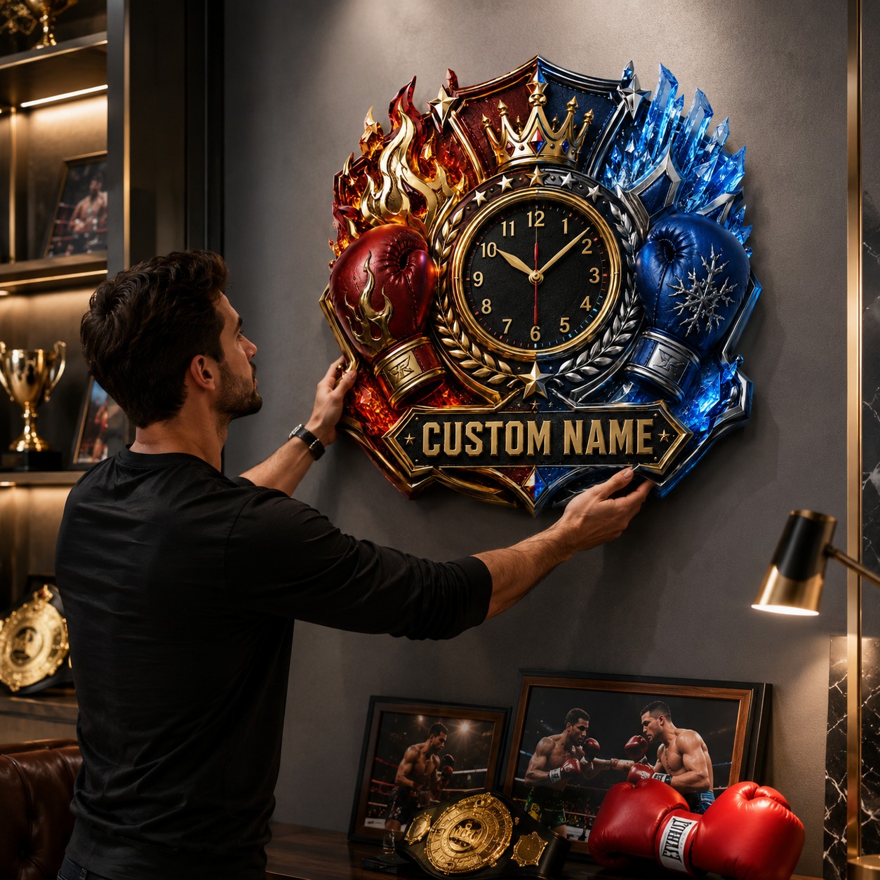 Boxing Custom Name Wall Clock — personalized with a custom name
