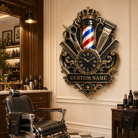 Barber Interiors Custom Name Wall Clock — personalized with a custom name