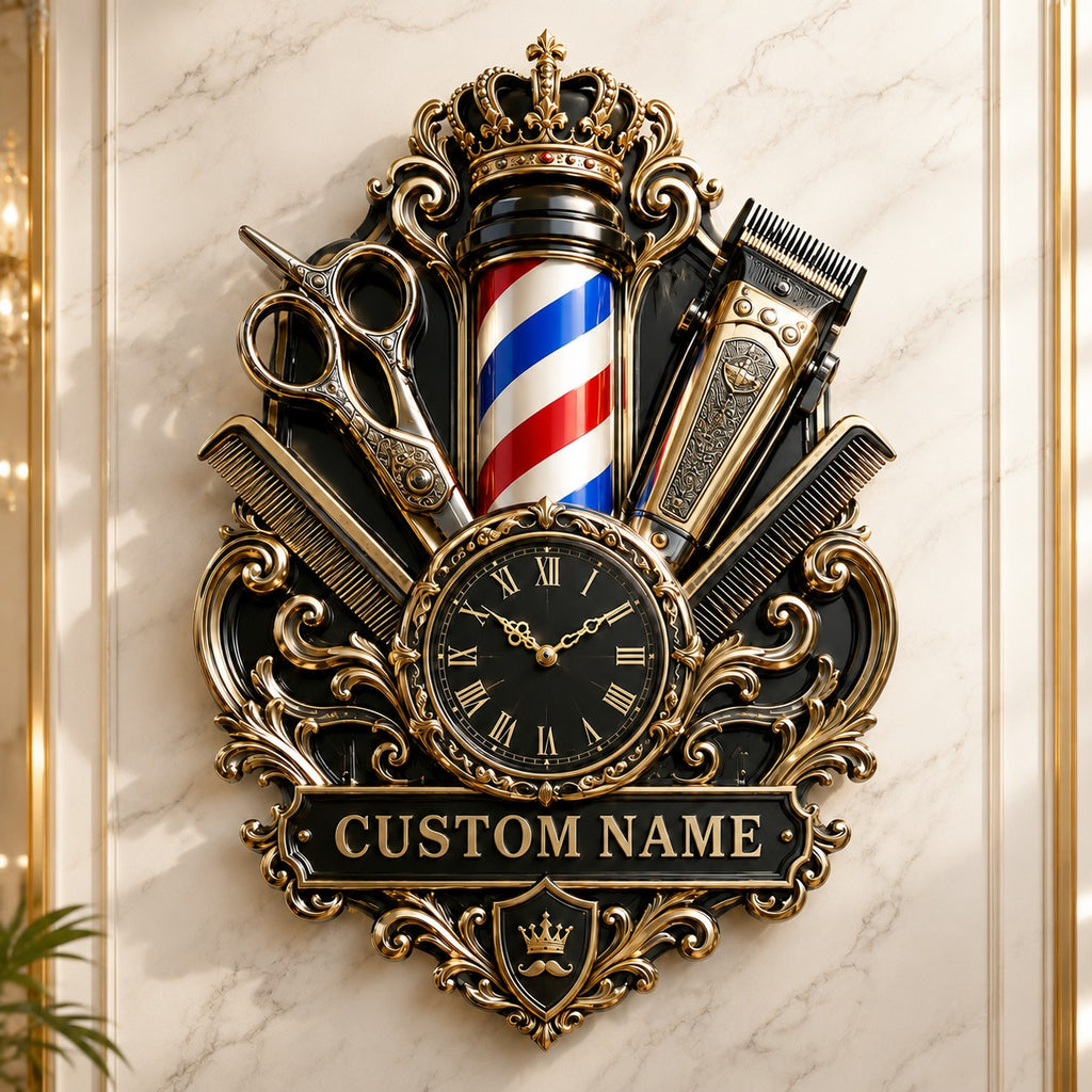 Barber Interiors Custom Name Wall Clock — personalized with a custom name
