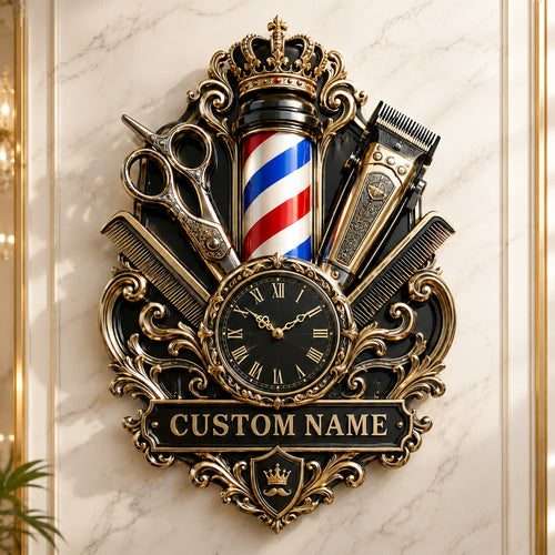 Barber Interiors Custom Name Wall Clock — personalized with a custom name