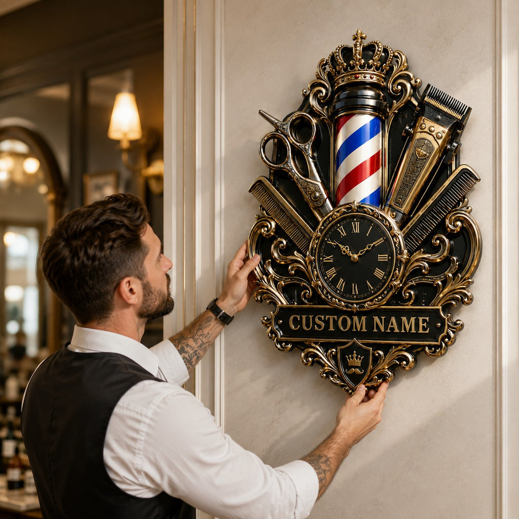 Barber Interiors Custom Name Wall Clock — personalized with a custom name