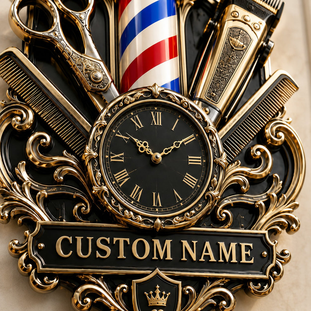 Barber Interiors Custom Name Wall Clock — personalized with a custom name