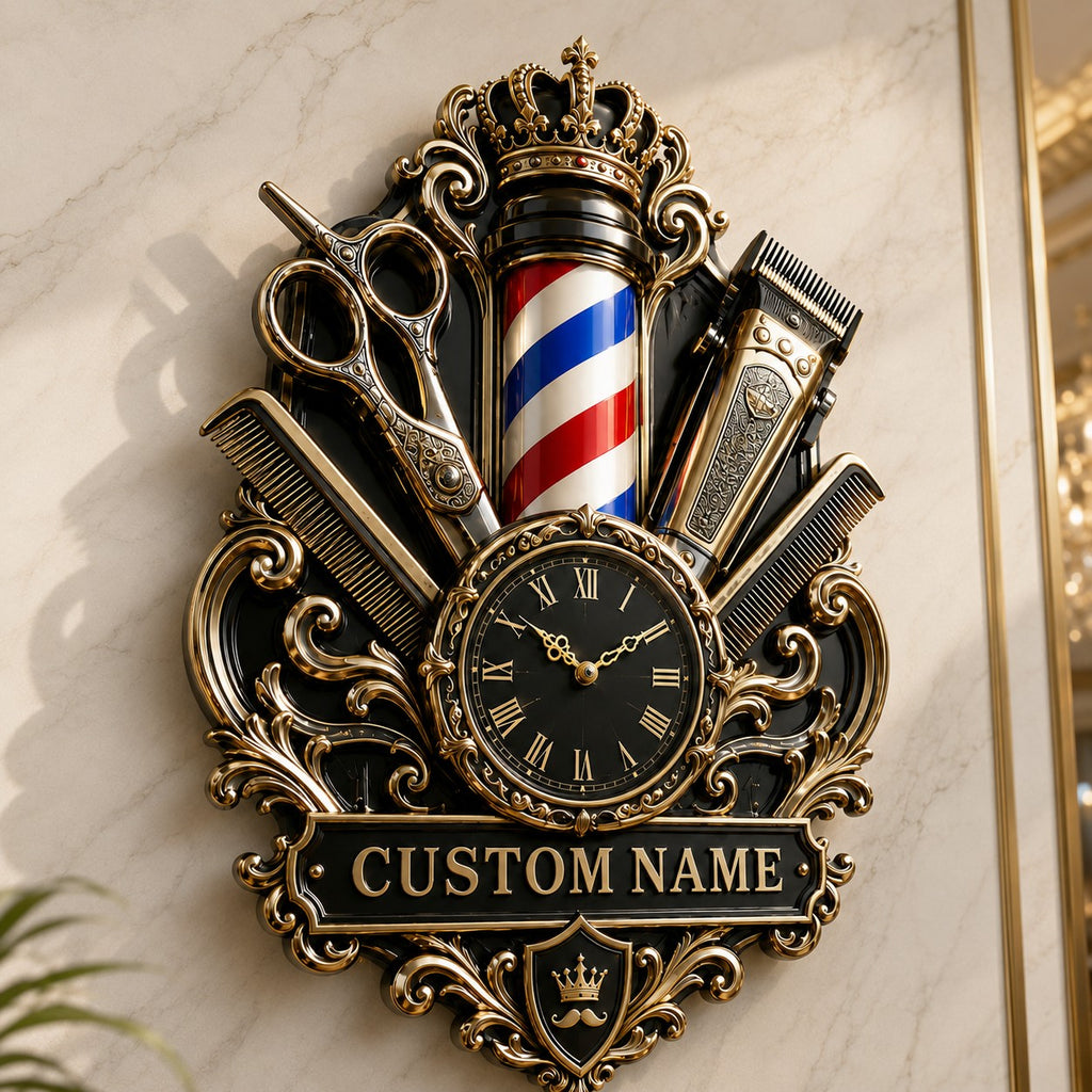 Barber Interiors Custom Name Wall Clock — personalized with a custom name