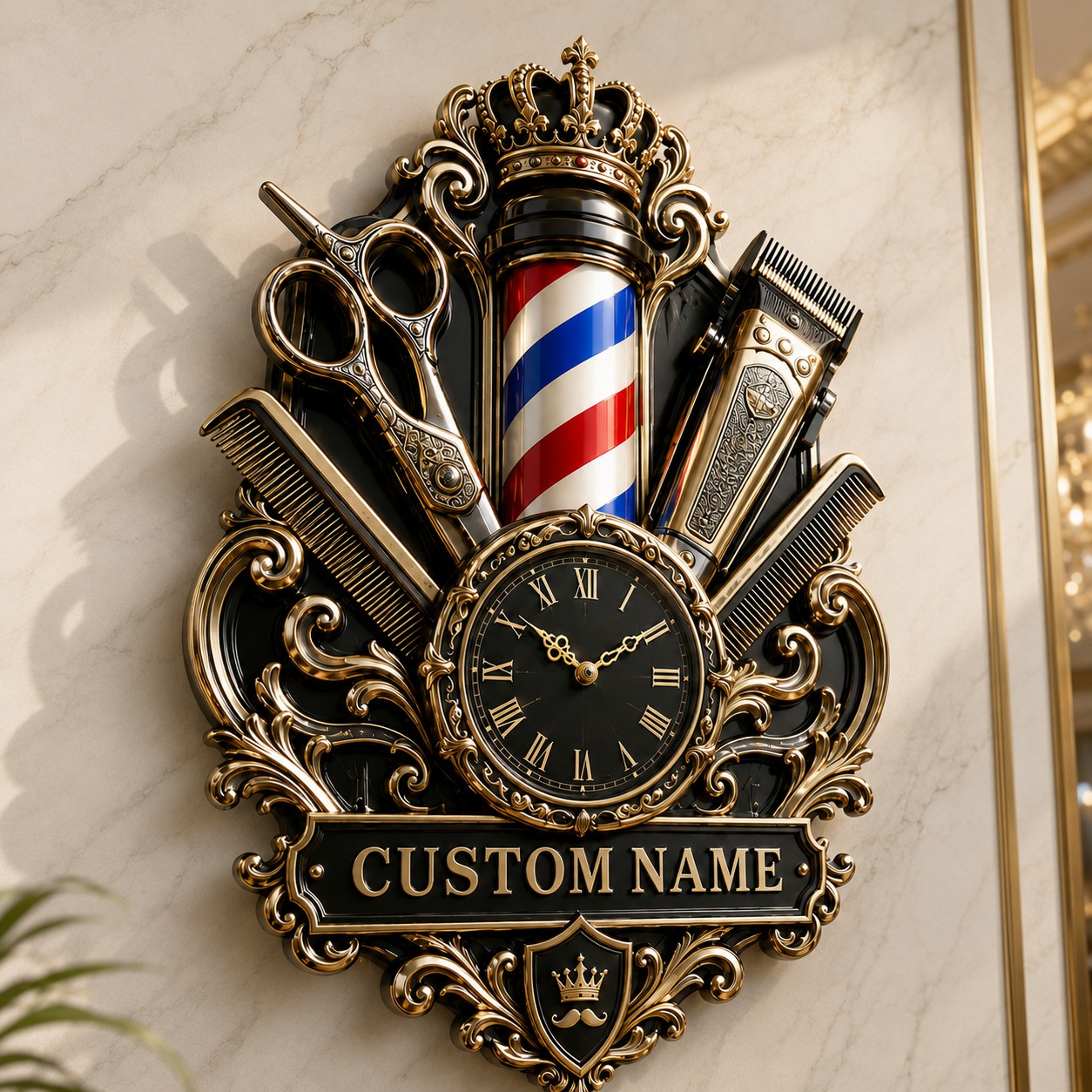 Barber Interiors Custom Name Wall Clock — personalized with a custom name
