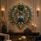 Personalized Peacock Wall Clock with a custom name set into the design