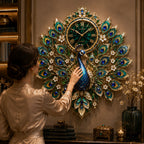 Personalized Peacock Wall Clock with a custom name set into the design
