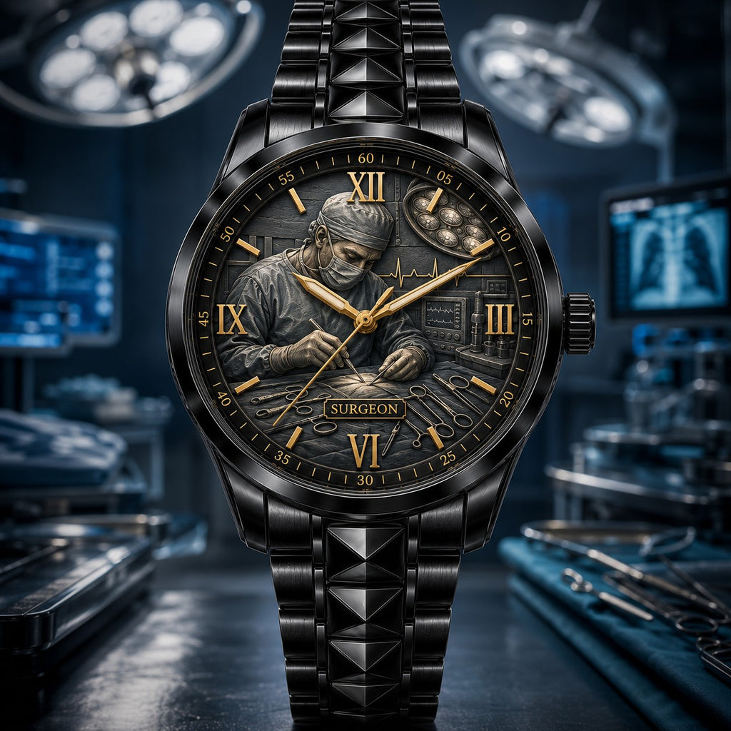Personalized Surgeon Watch with a custom name set into the design