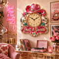 Disco cowgirl Custom Name Wall Clock — personalized with a custom name