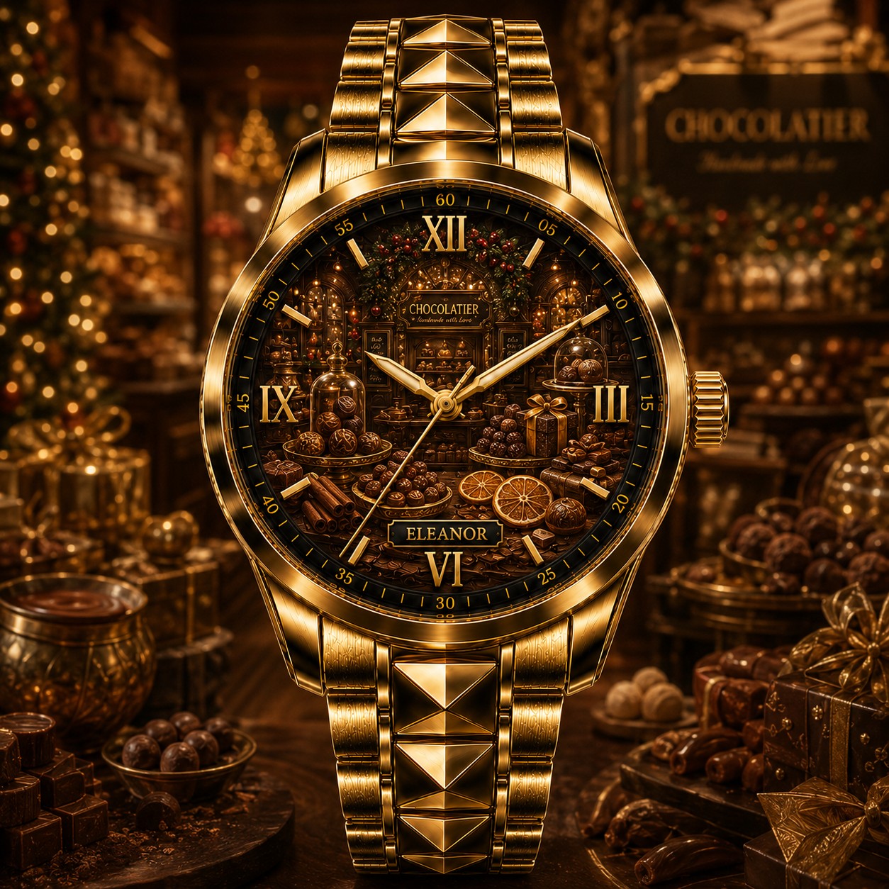 Custom Christmas Chocolatier Watch — personalized with a custom name