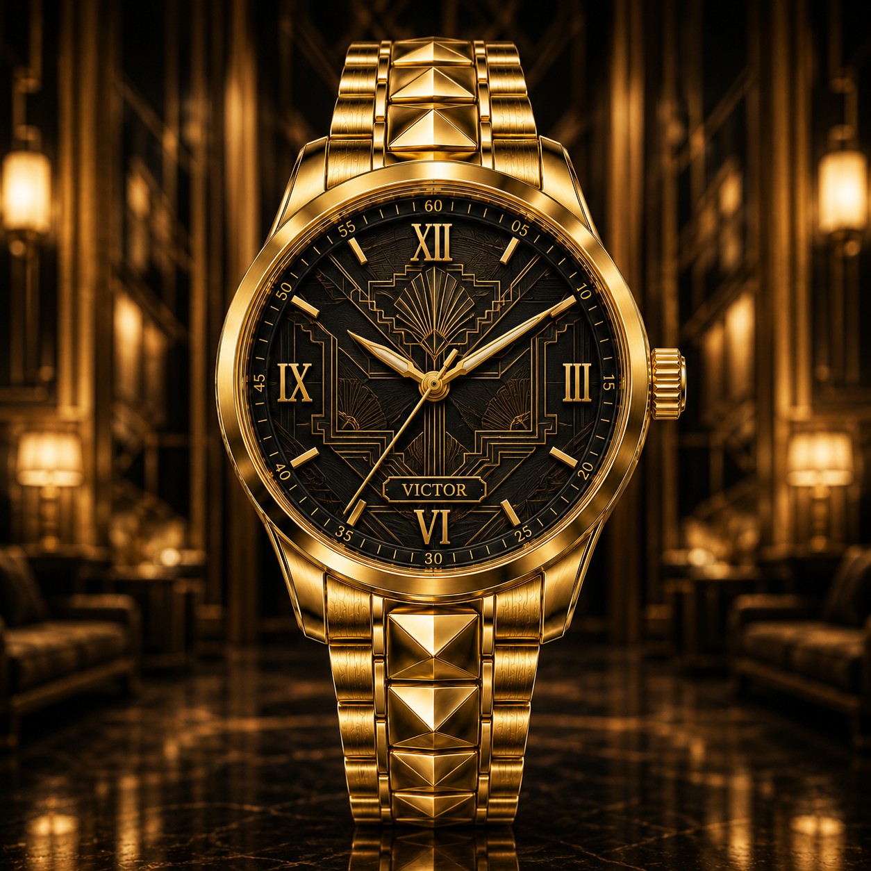 Custom Personalized Art Deco Watch — personalized with a custom name