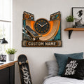 Skatepark Custom Name Wall Clock — personalized with a custom name
